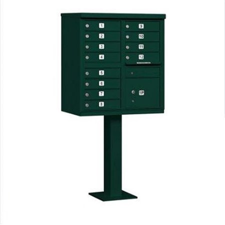 SALSBURY INDUSTRIES Salsbury Industries 3312GRN-P Cluster Box Unit - 12 A Size Doors - Type II - Green - Private Access 3312GRN-P